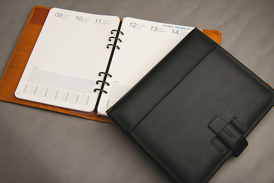 Ad Vitam leather organiser, published and printed by Précigraph