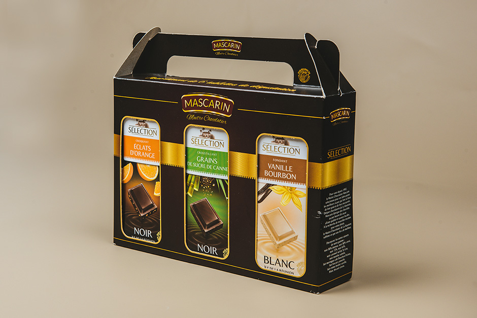 Mascarin packaging, printed by Précigraph