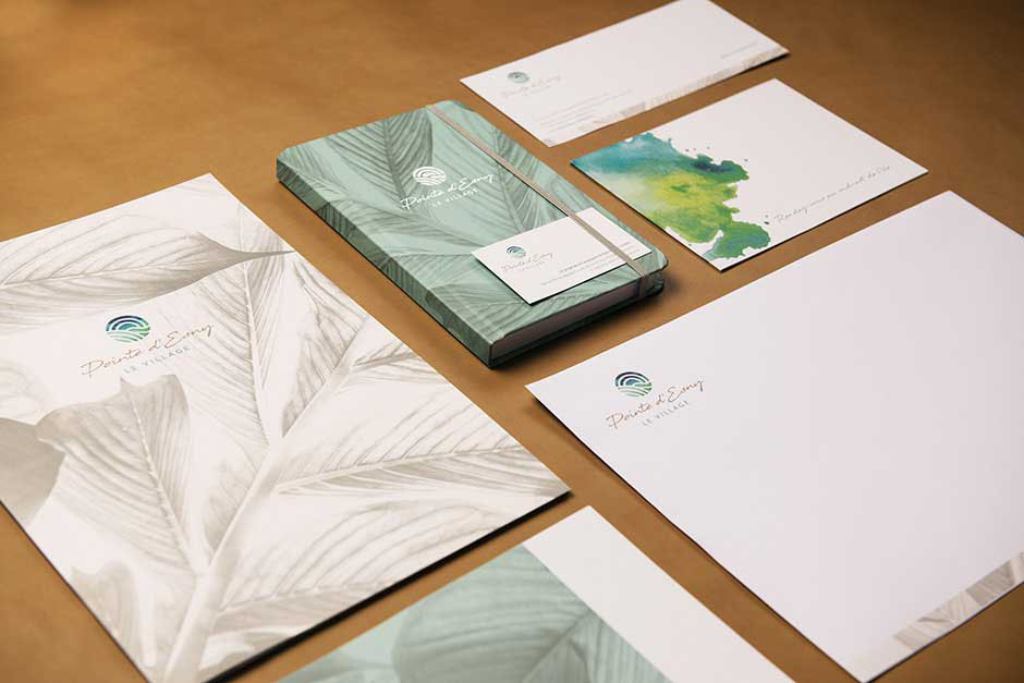 Pointe D'Esny Le Village brochure and stationery, printed by Précigraph