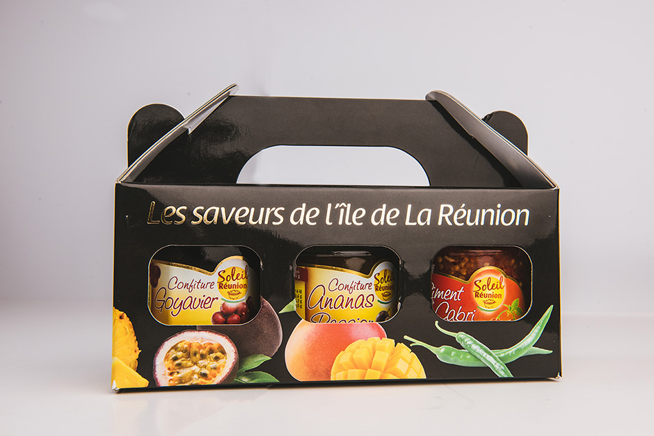 Les Saveurs de l'ile de la Réunion packaging, printed by Précigraph